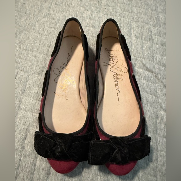libby. edelman Shoes - Libby Edelman Black and Burgundy Flats with bows
